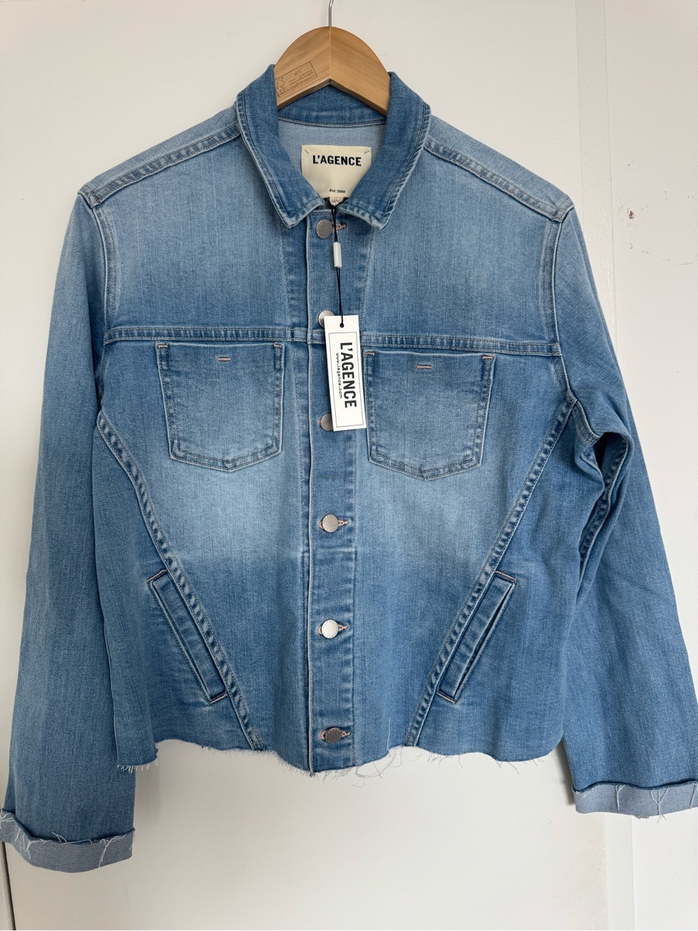 L’agence Janelle Slim-Raw Denim Jean Jacket Omaha XL